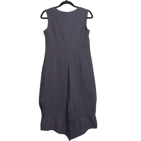 Porto Sheath Dress Gray Blue Stretch Square Neck Sleeveless Minimalist 2 (M) - Picture 5 of 12